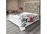 Abakuhaus Paris Lenzuolo, Vecchio Pedonale Francese Memorizza Alberi E Silhouette Illustrazione Urbana, Morbido E Confortevole Lenzuolo Superiore Per Un Letto Decorativo 1 Pezzo 266 Cm X 260 Cm, Multicolore