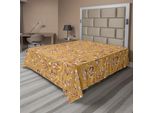 Abakuhaus Lenzuolo Ocean, Motivo Con Pesci, Conchiglie, Stelle Marine, Cavallucci Marini, Creature Marine, Illustrazione Sea Life, Lenzuolo Morbido E Confortevole Per Un Letto Decorativo, 1 Pezzo, 260 Cm X 228 Cm, Marrone Senape
