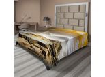 Abakuhaus Lenzuolo Egiziano, Nuvole Temporalesche Sopra Le Piramidi Foto Magica Della Cultura Antica Icone Dell'arte Orientale, Lenzuolo Morbido E Confortevole Per Un Letto Decorativo 1 Pezzo 260 Cm X 228 Cm, Arancione Crema