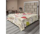 Abakuhaus Paris Lenzuolo, Illustrazione Scarabocchiata Torre Eiffel Cuore Candeliere Fiori Tema Vintage, Lenzuolo Morbido E Confortevole Per Un Letto Decorativo 1 Pezzo 266 Cm X 260 Cm, Beige Rosa