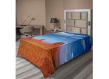Abakuhaus Lenzuolo Occidentale, Monument Valley Nel Selvaggio West Foto Storica Dei Cieli Americani, Lenzuolo Morbido E Confortevole Per Un Letto Decorativo 1 Pezzo 190 Cm X 100 Cm, Arancione Bruciato Blu
