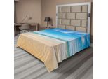 Abakuhaus Lenzuolo Oceano, Mare E Cielo Paesaggio Sulla Spiaggia Tropicale Esotico Hawaii Paesi Caraibici, Morbido E Confortevole Lenzuolo Superiore Per Un Letto Decorativo 1 Pezzo 244 Cm X 205 Cm, Crema Blu