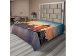 Abakuhaus London Lenzuolo, Vista Fiabesca Del Big Ben E Dei Palazzi Del Parlamento Al Tramonto Nella Città Britannica, Morbido E Confortevole Lenzuolo Superiore Per Un Letto Decorativo 1 Pezzo 244 Cm X 205 Cm, Multicolore