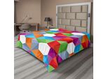 Abakuhaus Lenzuolo Geometrico, Motivo Geometrico Retrò Colorato Con Triangoli E Mosaico Poligonale, Design D'interni, Lenzuolo Morbido E Confortevole Per Un Letto Decorativo, 1 Pezzo, 260 Cm X 228 Cm, Multicolore