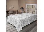 Abakuhaus Lenzuolo Grigio, Classico Motivo Floreale Vittoriano Tulipani Nostalgico Romantico Moderno In Stile Vintage, Morbido E Confortevole Lenzuolo Superiore Per Un Letto Decorativo 1 Pezzo 260 Cm X 168 Cm, Grigio
