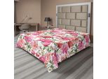 Abakuhaus Lenzuolo Con Fiori Acquerellati, Stampa Artistica Con Motivi Floreali Vittoriani Con Peonie E Rose, Lenzuolo Superiore Morbido E Confortevole Per Un Letto Decorativo 1 Pezzo 275 Cm X 260 Cm, Bianco Rosa Rosso