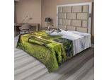 Abakuhaus Lenzuolo Da Letto, Una Panchina Che Si Affaccia Sul Lago In Una Giornata Nuvolosa, Stampa Paesaggistica Stourhead, Lenzuolo Morbido E Confortevole Per Un Letto Decorativo, 1 Pezzo, 260 Cm X 228 Cm, Verde Grigio
