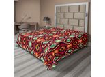 Abakuhaus Lenzuolo Tribale, Motivo Geometrico Triangolare Azteco Tribale Zig Zag Stile Arte Popolare Stampa Etnica, Lenzuolo Morbido E Confortevole Per Un Letto Decorativo 1 Pezzo 244 Cm X 205 Cm, Multicolore
