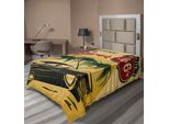 Abakuhaus Lenzuolo Retrò, Stampa Retrò Welcome To California Pubblicità Di Hollywood In Stile Pop Art, Lenzuolo Morbido E Confortevole Per Un Letto Decorativo 1 Pezzo 190 Cm X 100 Cm, Verde Smeraldo Rosso