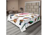Abakuhaus Lenzuolo Con Uccelli, Collezione Colorata Con Uccelli E Triangoli Poliedrici In Stile Mosaico, Lenzuolo Morbido E Confortevole Per Un Letto Decorativo, 1 Pezzo, 244 Cm X 205 Cm, Multicolore
