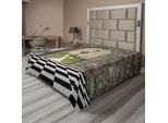 Abakuhaus Alice Nel Paese Delle Meraviglie Lenzuolo, Benvenuti Nel Paese Delle Meraviglie Nero E Bianco Pavimento Paesaggio Fungo Lanterna, Morbido E Confortevole Lenzuolo Superiore Per Un Letto Decorativo 1 Pezzo 260 Cm X 228 Cm, Multicolore