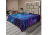 Abakuhaus Lenzuolo Spaziale, Galassia Stelle Nello Spazio Celeste Astronomico Pianeti Universo Via Lattea, Morbido E Confortevole Lenzuolo Superiore Per Un Letto Decorativo 1 Pezzo 266 Cm X 260 Cm, Blu Navy Viola