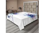 Abakuhaus Lenzuolo Con Fiori Acquerellati, Disegno Floreale Con Morbidi Colori Primaverili, Stile Retrò, Grafica Floreale, Lenzuolo Morbido E Confortevole Per Un Letto Decorativo, 1 Pezzo, 275 Cm X 260 Cm, Bianco, Viola, Blu