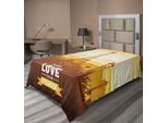 Abakuhaus Paris Lenzuolo, Torre Eiffel Con Tulipano E Silhouette Della Città Nostalgico Romantico Floreale, Morbido E Confortevole Lenzuolo Superiore Per Un Letto Decorativo 1 Pezzo 190 Cm X 100 Cm, Arancione Giallo Marrone