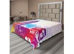 Abakuhaus London Lenzuolo, Big Ben Storico E Autobus Grande Torre Campanaria Europa Britannica Pietra Miliare Stradale, Lenzuolo Morbido E Confortevole Per Un Letto Decorativo 1 Pezzo 266 Cm X 260 Cm, Giallo Viola Rosso