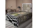 Abakuhaus Alice Nel Paese Delle Meraviglie Lenzuolo, Benvenuti Nel Paese Delle Meraviglie Nero E Bianco Pavimento Paesaggio Fungo Lanterna, Morbido E Confortevole Lenzuolo Superiore Per Un Letto Decorativo 1 Pezzo 260 Cm X 168 Cm, Multicolore