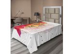 Abakuhaus Lenzuolo Geometrico, Testa Di Leone Arte Grafica Geometrica Digitale Triangolo Arcobaleno Retrò, Morbido E Confortevole Lenzuolo Superiore Per Un Letto Decorativo 1 Pezzo 260 Cm X 168 Cm, Bianco Rosa Arancione