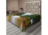 Abakuhaus Lenzuolo Italiano, Boulevard Con Alberi Antico Villaggio Europeo Life Destination Lenzuolo Artistico, Morbido E Confortevole Per Un Letto Decorativo 1 Pezzo 275 Cm X 260 Cm, Multicolore