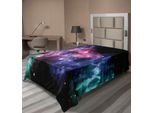 Abakuhaus Lenzuolo Spaziale, Stelle E Nube Di Gas Polverosa Nell'universo Cosmico Planetario Magico Stampa, Lenzuolo Superiore Morbido E Confortevole Per Un Letto Decorativo 1 Pezzo 260 Cm X 168 Cm, Viola Rosa Navy