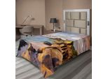 Abakuhaus Lenzuolo Da Letto, Roccia Tropicale Spiaggia Al Tramonto Sull'isola Con Cielo Maestoso Arte, Morbido E Confortevole Lenzuolo Superiore Per Un Letto Decorativo 1 Pezzo 190 Cm X 100 Cm, Crema Blu