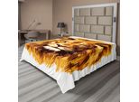 Abakuhaus Lenzuolo Safari, Illustrazione Il Re Leone Il Felino Più Grande Dell'africa Icona Animale Dei Tropici Grafica, Lenzuolo Morbido E Confortevole Per Un Letto Decorativo 1 Pezzo 244 Cm X 205 Cm, Arancione Bianco
