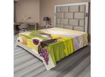 Abakuhaus Lenzuolo Da Vino, Vino Formaggio Pane Paesaggio Montano Paesaggio Rurale Francese Pastorale, Morbido E Confortevole Lenzuolo Superiore Per Un Letto Decorativo 1 Pezzo 275 Cm X 260 Cm, Crema Verde Viola