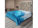 Abakuhaus Lenzuolo Ocean, Ocean Avventura Surf Sport Acquatici Estate Vacanze Destinazione Stampa, Morbido E Confortevole Lenzuolo Superiore Per Un Letto Decorativo 1 Pezzo 260 Cm X 228 Cm, Aqua Bianco