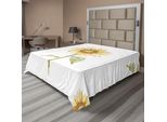 Abakuhaus Lenzuolo Con Motivo Girasoli, Girasoli Con Effetto Acquerello E Design Minimalista, Lenzuolo Morbido E Confortevole Per Un Letto Decorativo 1 Pezzo 266 Cm X 260 Cm, Giallo Verde