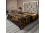 Abakuhaus Lenzuolo Gotico, Foto Di Una Vecchia Casa Medievale In Stile Retrò Vintage Con Luna Piena In Stile Boho, Lenzuolo Morbido E Confortevole Per Un Letto Decorativo 1 Pezzo 275 Cm X 260 Cm, Marrone