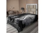 Abakuhaus Lenzuolo Elefante, Maestoso Elefante Maschio Si Avvicina Foto Esotico Habitat Selvaggio Mammifero Stampa Artistica, Morbido E Confortevole Lenzuolo Superiore Per Un Letto Decorativo 1 Pezzo 190 Cm X 100 Cm, Grigio