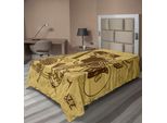 Abakuhaus Lenzuolo Musicale, Attrezzature Musicali Jazz Con Sfondo Vintage In Stile Retrò Con Stampa A Tema Musicale, Lenzuolo Morbido E Confortevole Per Un Letto Decorativo 1 Pezzo 190 Cm X 100 Cm, Crema Marrone