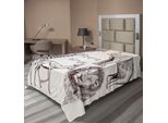 Abakuhaus Lenzuolo Safari, Collezione Savana Tropicale Africana Asiatica Selvaggia Animali Leone Zebra Grafica, Lenzuolo Morbido E Confortevole Per Un Letto Decorativo 1 Pezzo 190 Cm X 100 Cm, Crema Marrone