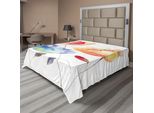 Abakuhaus Lenzuolo Con Fiori Acquerellati, Fiori Estivi In Stile Retrò Effetto Pittorico Natura È Arte Velare, Lenzuolo Morbido E Confortevole Per Un Letto Decorativo 1 Pezzo 244 Cm X 205 Cm, Arancione Blu Rosso