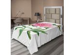 Abakuhaus Lenzuolo Con Fiori Acquerellati, Peonia, Tema Botanico Primavera Giardino Fiori Natura, Lenzuolo Morbido E Confortevole Per Un Letto Decorativo 1 Pezzo 190 Cm X 100 Cm, Verde Bianco Rosa