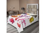 Abakuhaus Lenzuolo Da Letto Ocean, Illustrazione Con Pesci Tropicali, Alghe Marine, Coralli E Meduse, Lenzuolo Morbido E Confortevole Per Un Letto Decorativo, 1 Pezzo, 260 Cm X 168 Cm, Viola