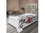 Abakuhaus Paris Lenzuolo, Vecchio Pedone Francese Memorizza Alberi E Silhouette Illustrazione Urbana, Morbido E Confortevole Lenzuolo Superiore Per Un Letto Decorativo 1 Pezzo 190 Cm X 100 Cm, Multicolore