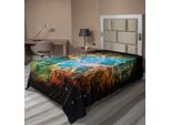 Abakuhaus Lenzuolo Spaziale, Immagine Nebula In Early Age Cleanup Version Of Old Space Stampa, Morbido E Confortevole Lenzuolo Superiore Per Un Letto Decorativo 1 Pezzo 260 Cm X 168 Cm, Nero Verde Acqua Arancione