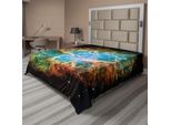Abakuhaus Lenzuolo Spaziale, Immagine Nebula In Early Age Clean Version Of Old Space Stampa, Morbido E Confortevole Lenzuolo Superiore Per Un Letto Decorativo 1 Pezzo 260 Cm X 228 Cm, Nero Verde Acqua Arancione