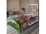 Abakuhaus Lenzuolo, Dipinto Con Paesaggio Primaverile, Natura In Fiore E Erba Fresca, Lenzuolo Morbido E Confortevole Per Un Letto Decorativo, 1 Pezzo, 260 Cm X 168 Cm, Verde Rosa