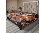 Abakuhaus Lenzuolo Geometrico, Mosaico Con Testa Di Gufo In Forme Triangolari Collegate, Stile Funky, Design Geometrico, Lenzuolo Morbido E Confortevole Per Un Letto Decorativo, 1 Pezzo, 275 Cm X 260 Cm, Arancione Marrone