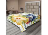 Abakuhaus Lenzuolo Con Pappagalli, Motivo Tropicale Con Pappagalli, Orchidee E Fiori, Immagine In Stile Giungla Hawaiana, Lenzuolo Morbido E Confortevole Per Un Letto Decorativo, 1 Pezzo, 260 Cm X 228 Cm, Multicolore
