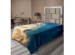 Abakuhaus Lenzuolo Oceano, Onda Oceanica All'alba Riflesso Su Albero Tropicale Immagine Della Costa, Lenzuolo Morbido E Confortevole Per Un Letto Decorativo 1 Pezzo 190 Cm X 100 Cm, Verde Acqua Giallo