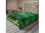 Abakuhaus Lenzuolo Da Letto Bosco, Raggi Di Sole, Foglie Degli Alberi Del Bosco, Nebbia Mattutina, Serenità, Immagine Scoppiettante, Lenzuolo Morbido E Confortevole Per Un Letto Decorativo, 1 Pezzo, 244 Cm X 205 Cm, Verde Bianco
