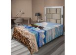 Abakuhaus Lenzuolo, Dipinto Raffigurante Una Costa Marina Con Scogli, Spiaggia, Onde E Gabbiani, Arte Naturale, Lenzuolo Morbido E Confortevole Per Un Letto Decorativo, 1 Pezzo, 190 Cm X 100 Cm, Marrone, Bianco, Blu