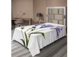 Abakuhaus Lenzuolo Con Fiori Acquerellati, Disegno Di Fiori Selvatici Tema Romantico Estivo Madre Terra, Lenzuolo Morbido E Confortevole Per Un Letto Decorativo 1 Pezzo 190 Cm X 100 Cm, Bianco Viola Verde