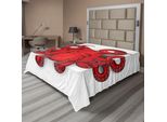 Abakuhaus Lenzuolo Con Calamaro, Polipo, Ombra, Animale Marino Tropicale, Tentacoli Marini, Stampa Grafica Semplice, Lenzuolo Morbido E Confortevole Per Un Letto Decorativo, 1 Pezzo, 244 Cm X 205 Cm, Rosso