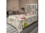 Abakuhaus Paris Lenzuolo, Illustrazione Scarabocchiata Torre Eiffel Cuore Candeliere Fiori Tema Vintage, Lenzuolo Morbido E Confortevole Per Un Letto Decorativo 1 Pezzo 260 Cm X 168 Cm, Beige Rosa
