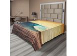 Abakuhaus Lenzuolo Ocean, Ocean Breaking Wave Al Tramonto In Colori Caldi Sea Seasonal Immagine Art, Morbido E Confortevole Lenzuolo Superiore Per Un Letto Decorativo 1 Pezzo 275 Cm X 260 Cm, Turchese Giallo Marrone