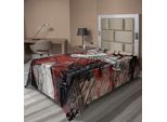Abakuhaus Lenzuolo Musicale, Musicista Con Tromba Su Sfondo Grunge Di Città Di Notte, Stampa Artistica Boho, Lenzuolo Morbido E Confortevole Per Un Letto Decorativo, 1 Pezzo, 190 Cm X 100 Cm, Rosso, Nero E Bianco