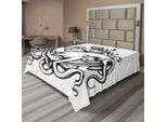Abakuhaus Lenzuolo Con Motivo Calamaro, Tema Marino Con Ancora E Polpo Dai Lunghi Tentacoli, Stile Schizzo, Creatura Marina, Lenzuolo Morbido E Confortevole Per Un Letto Decorativo, 1 Pezzo, 266 Cm X 260 Cm, Nero